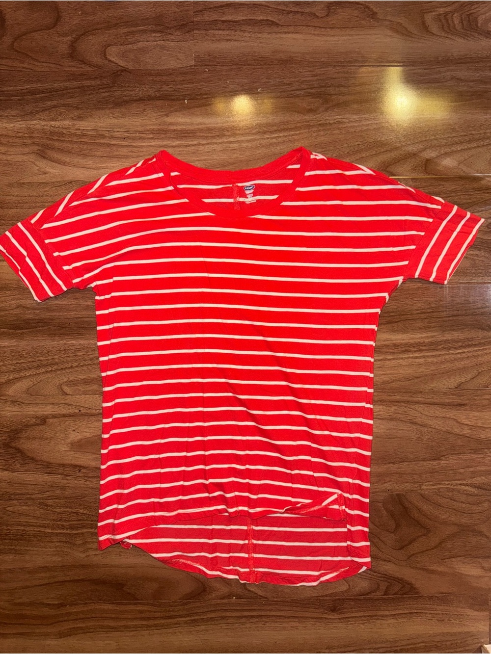Old Navy Red and White Striped Crew Neck Tee for girls - Picture 1 of 3
